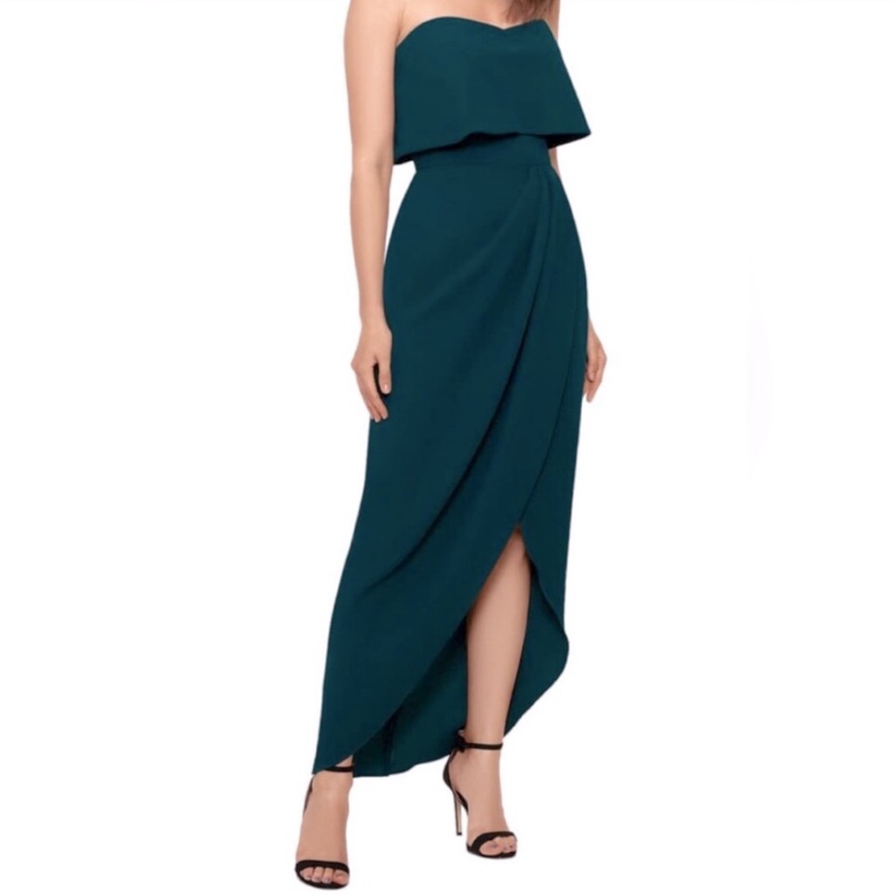 Xscape Strapless Emerald dress